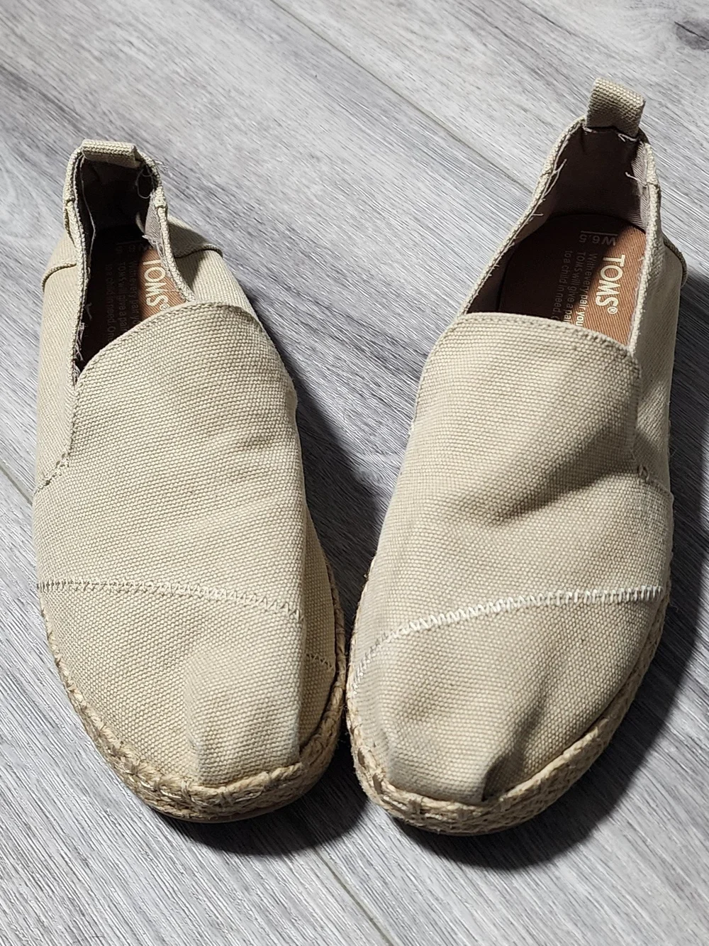 Toms Alpargata Rope Espadrilles Beige Slip On Flats Womens Size 6.5
